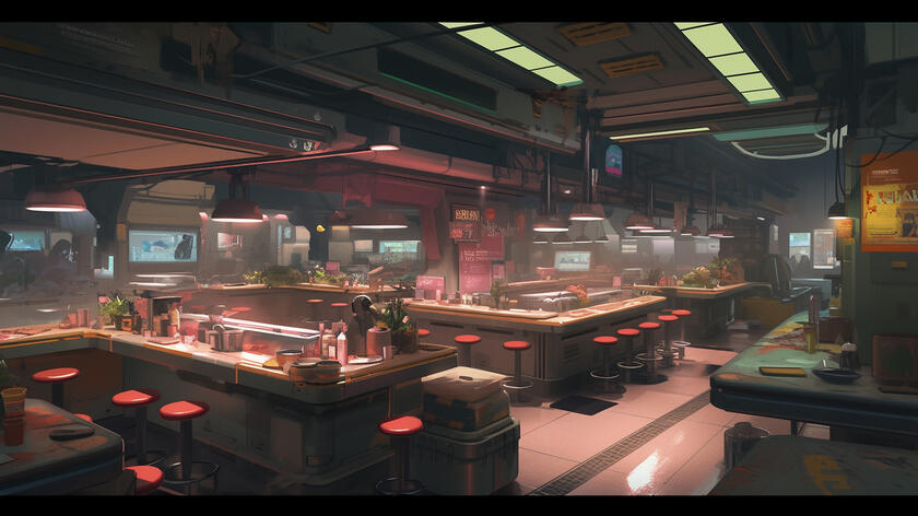 In addition to providing food and beverage, the food court is a primary hub for socializing amongst all classes.